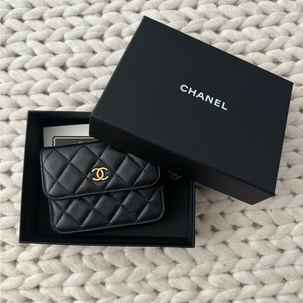 Authentic Chanel Belt Bag Pearl Crush Lambskin